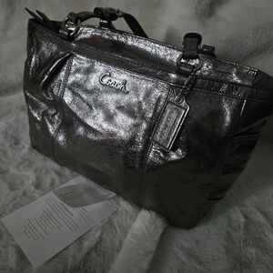 Coach Metallic Pewter Tote Bag